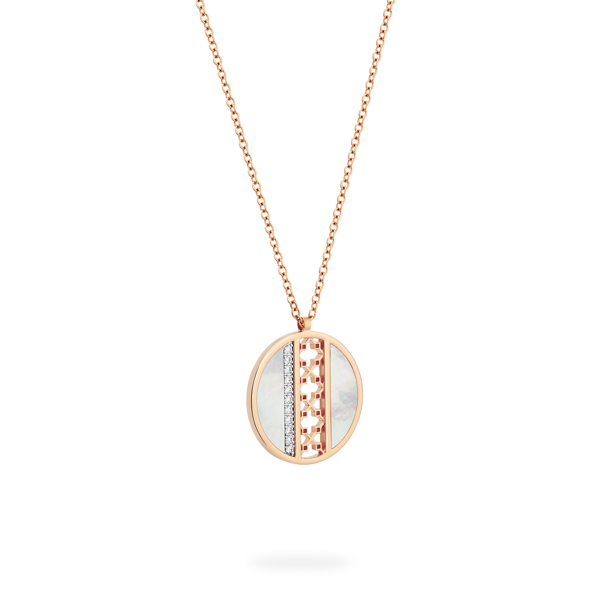 Mother of Pearl and Diamond Circle Necklace Birks Dare to Dream